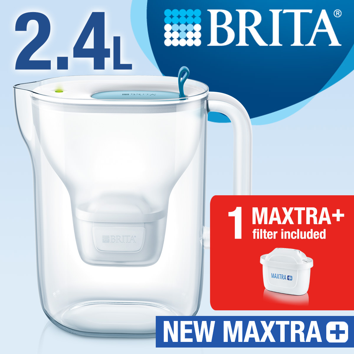 Brita Water Pitcher Style with 1 MAXTRA+ Filter Cartridge (Blue)